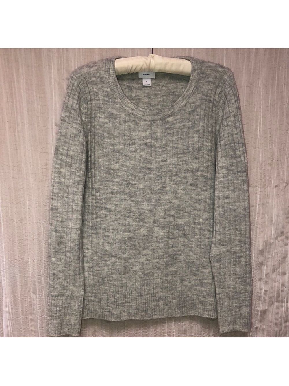Old Navy M Heathered Gray Crewneck Knit Ribbed High Low Sweater